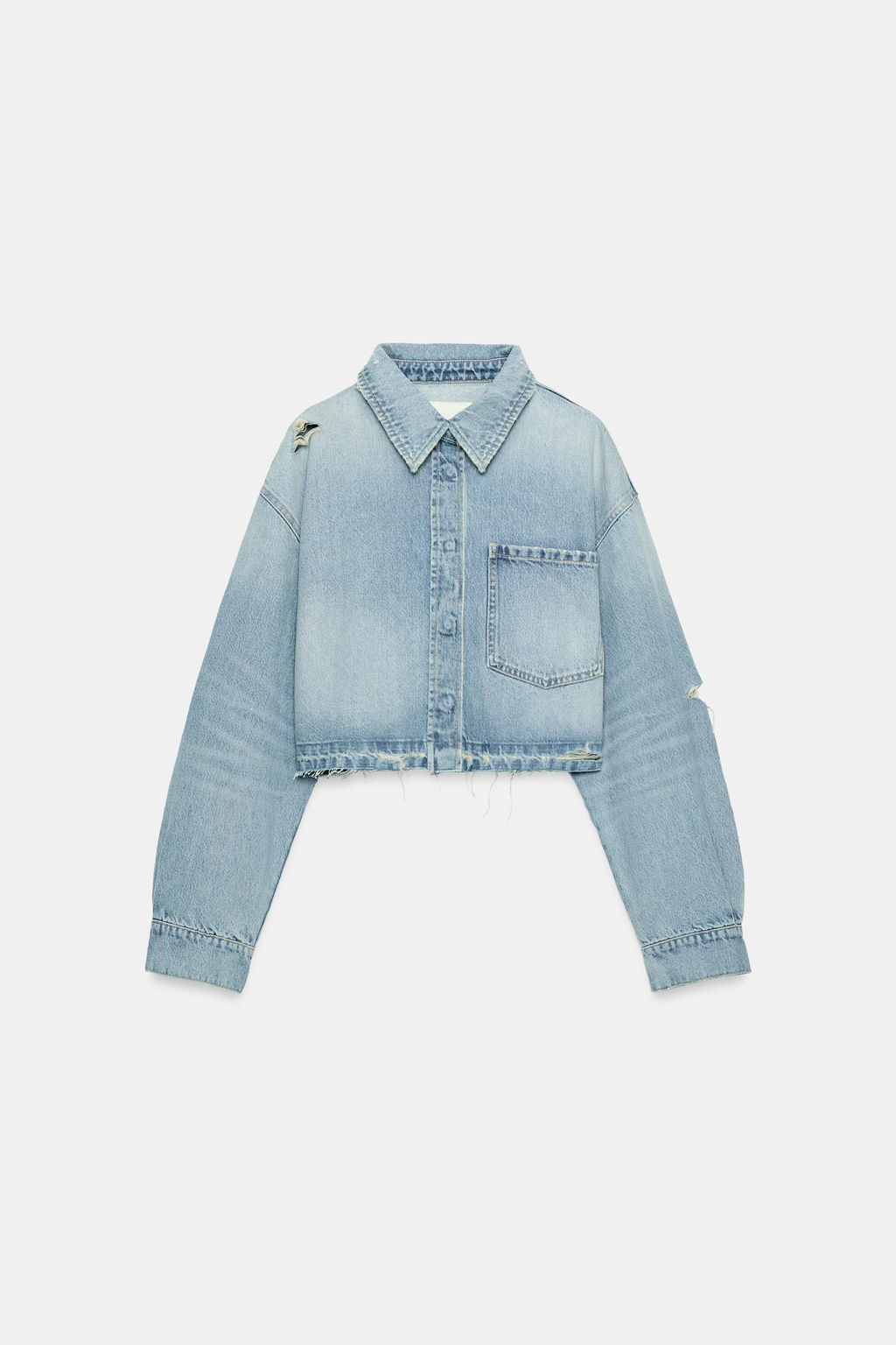 SOBRECAMISA CROP DENIM TRF / Azul claro - Zara фото 4