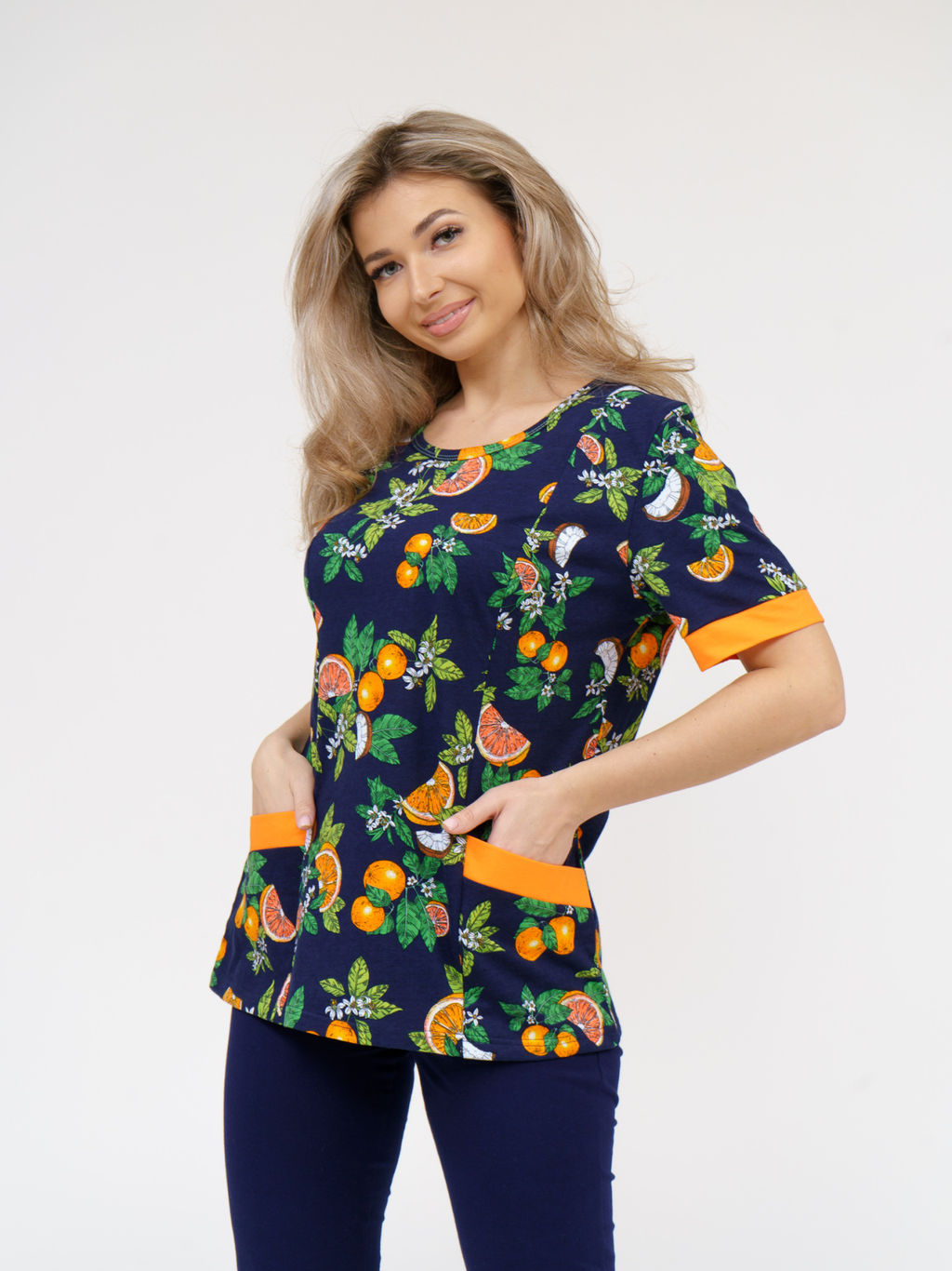 808 Костюм "т.синий/апельсин"