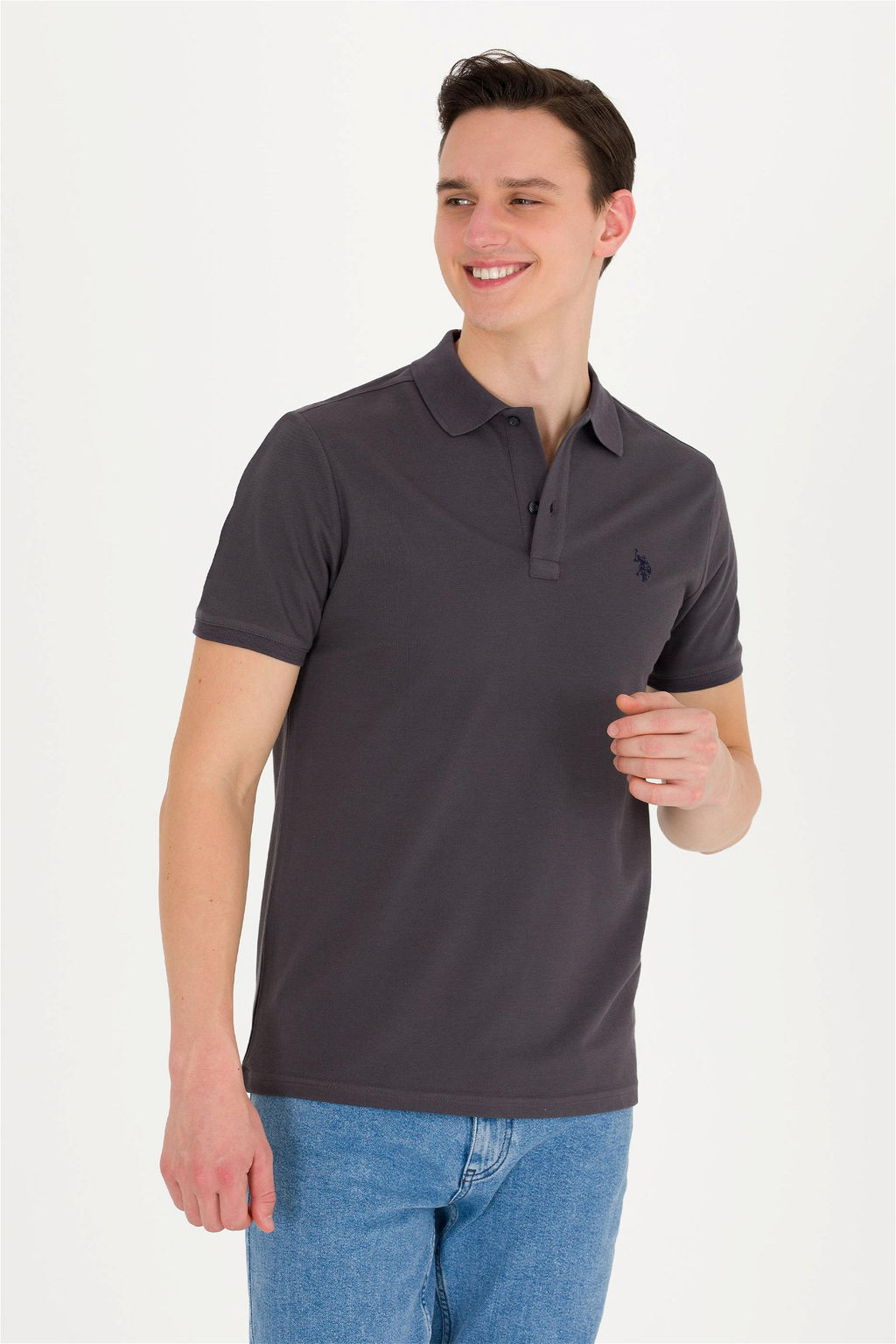 Мужская антрацитовая футболка с воротником поло Basic - U.s. polo assn фото 7