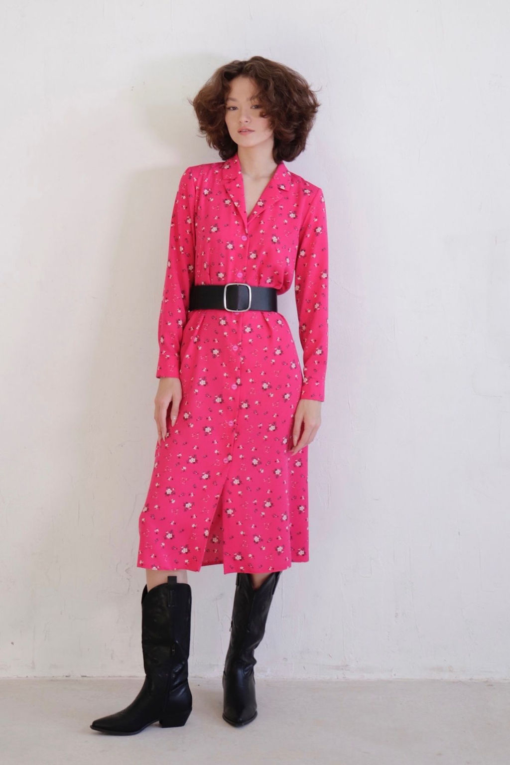 11038 Платье-рубашка с английским воротником малиновое - Martichelli фото 25