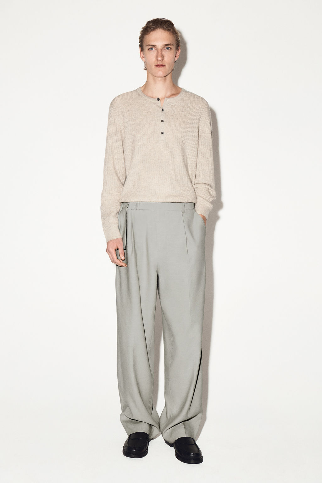 PANTAL?N WIDE LEG CON CINTUR?N EN MEZCLA DE LINO - H&m фото 3