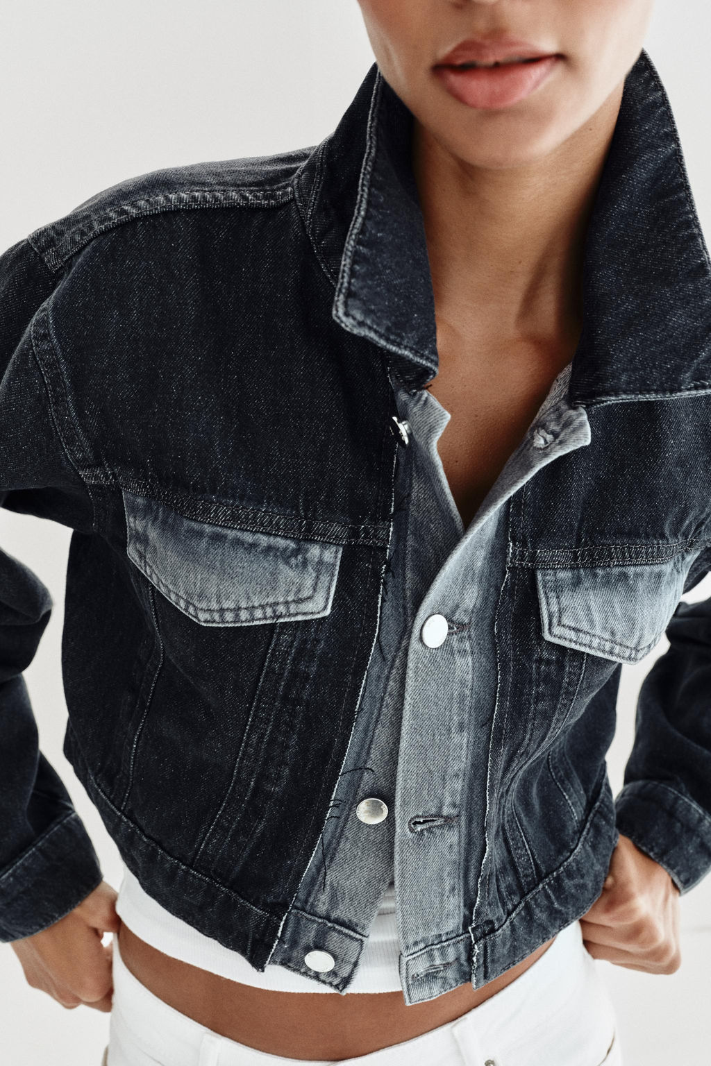 CAZADORA Z1975 CORTA DENIM CONTRASTE / Gris - Zara фото 6
