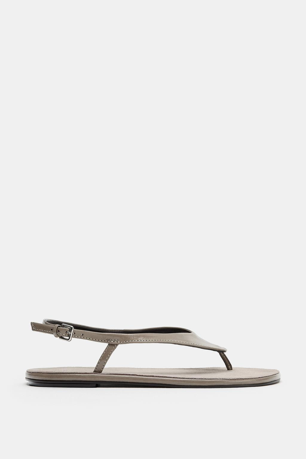 LIMITED EDITION FLAT LEATHER SANDALS - Zara фото 3