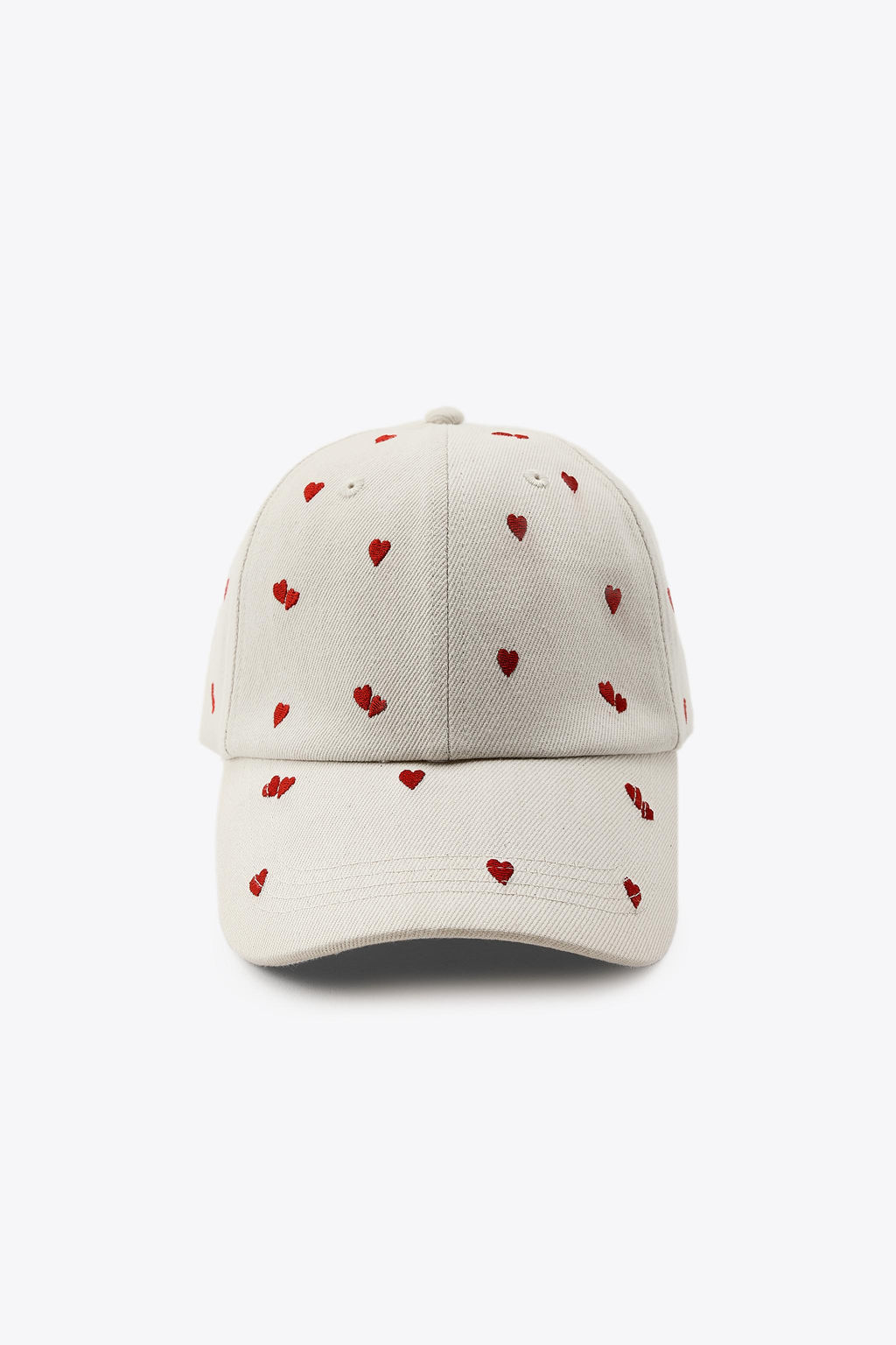 TWILL CAP WITH HEART EMBROIDERY