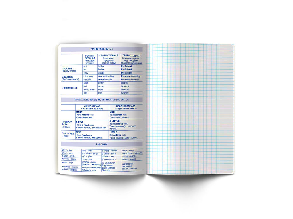 Светоч 48ТПСК5_24_2_1 Тетрадь со справочным материалом ПреКрасная, матовая ламинация + выборочный лак, A5 48 л. на скобе 65 г/кв.м , белизна 100 % 10 шт. , клетка 000547 Английский язык  фото 5