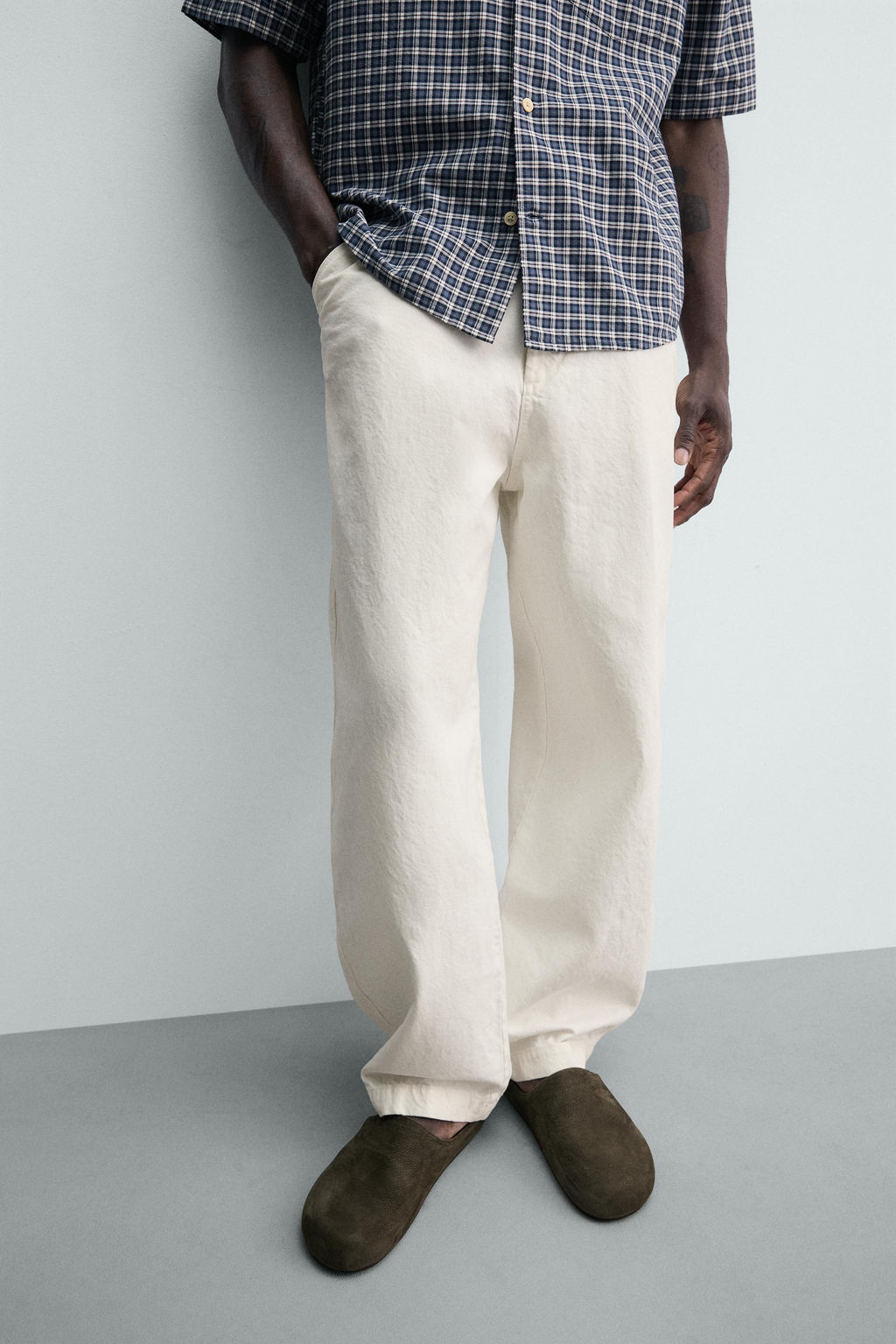 PANTAL?N CARPINTERO RELAXED FIT / Blanco roto - Zara фото 5