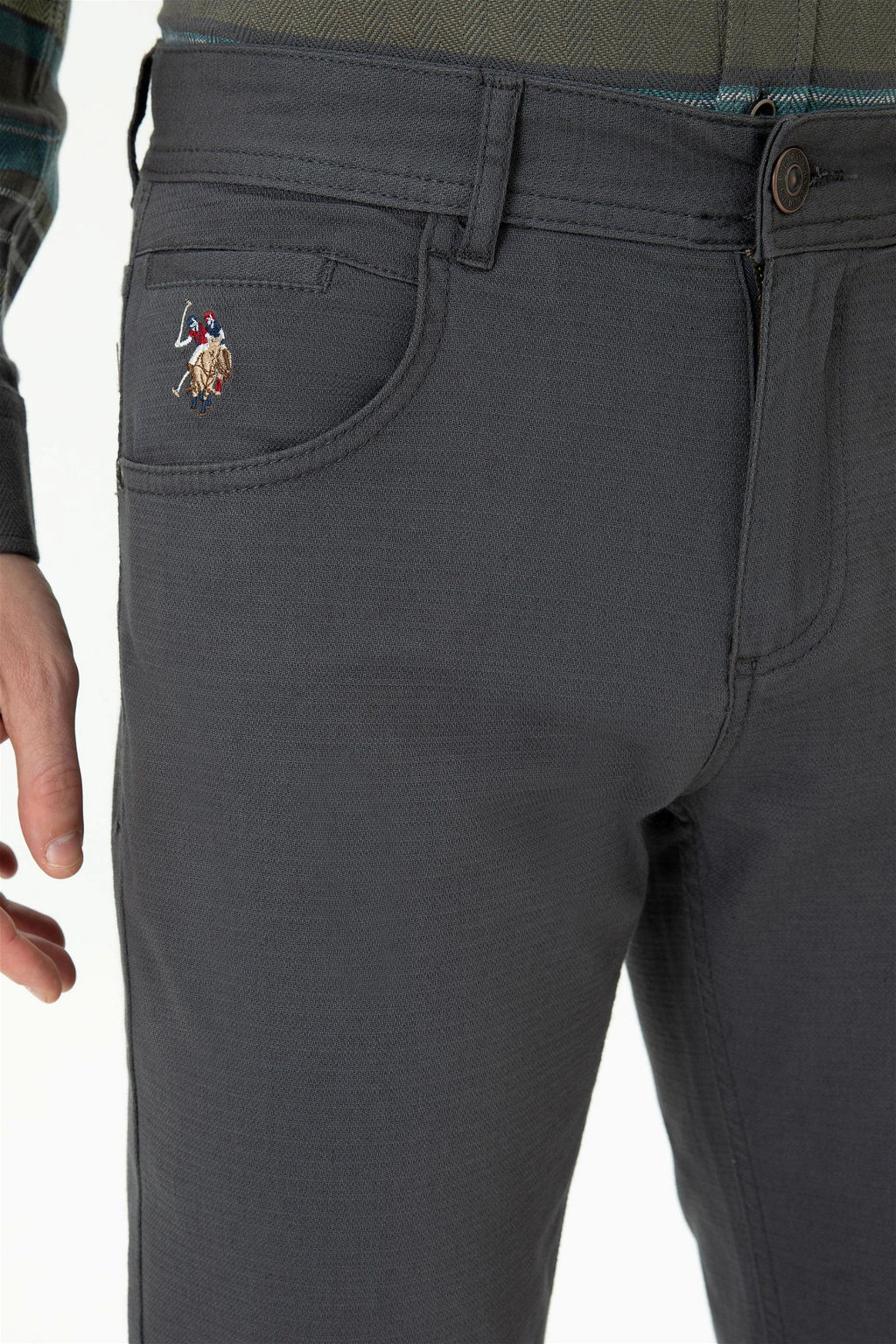 Мужские брюки из плотной ткани антрацитового цвета - U.s. polo assn фото 5