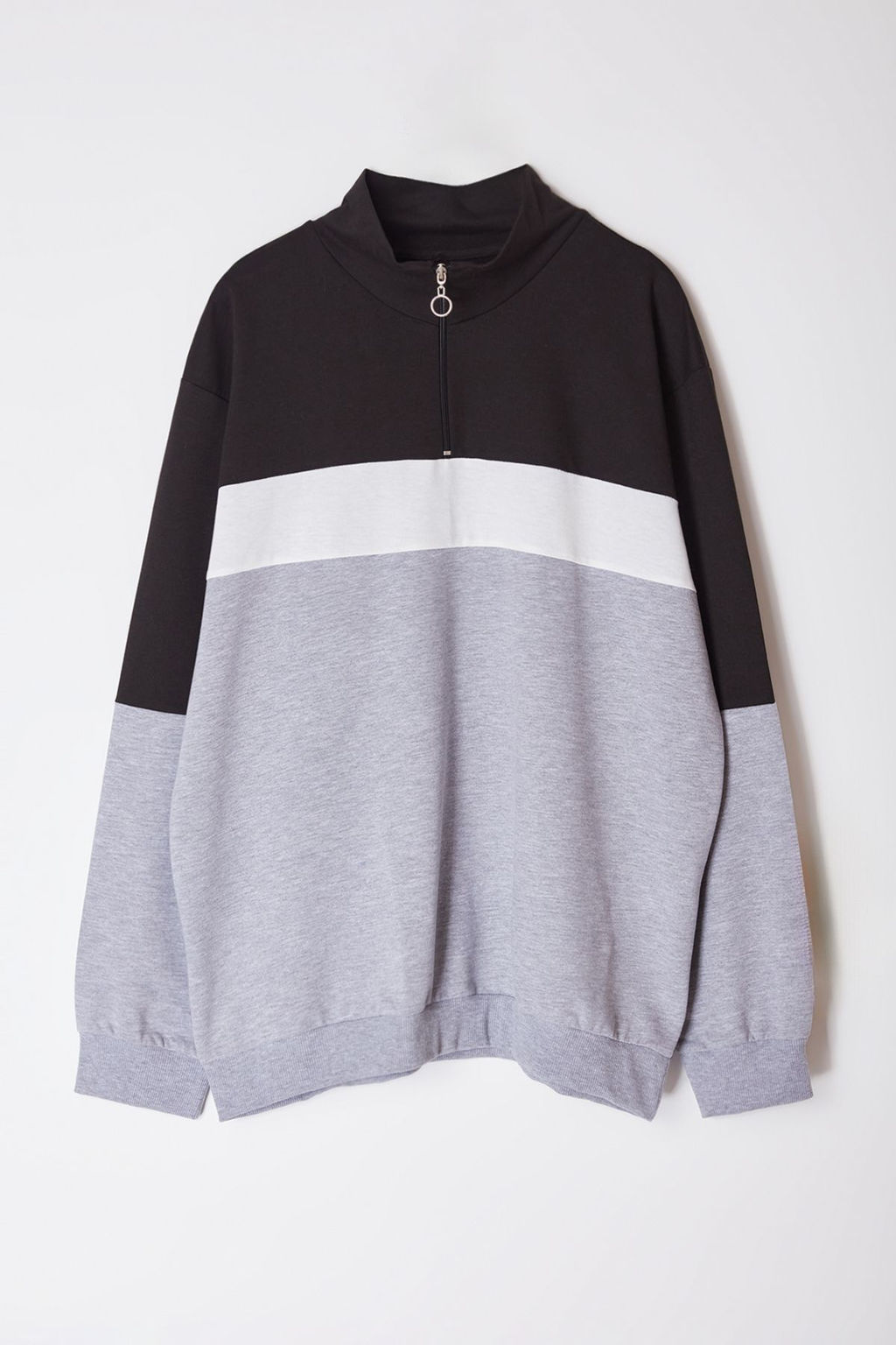 TRENDYOL MAN Buyuk Beden Gri Regular Fit Panelli Uzun Kollu Hakim Yaka Fermuarl? Sweatshirt TMNAW25AO00016 - Trendyolmilla фото 6
