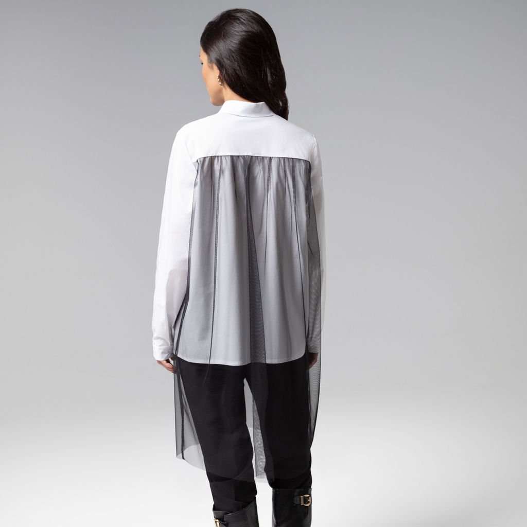 Рубашка комбинированная с сеткой, Срочно на обложку (white) - Charutti фото 5