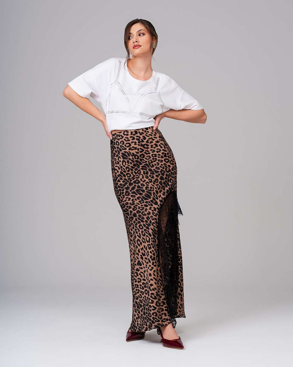 Юбка шёлковая с кружевом UD004