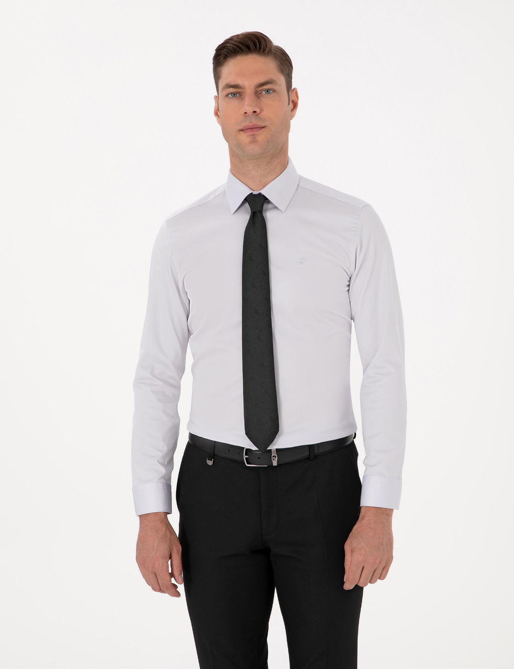 Gri Slim Fit Uzun Kollu Basic G_mlek