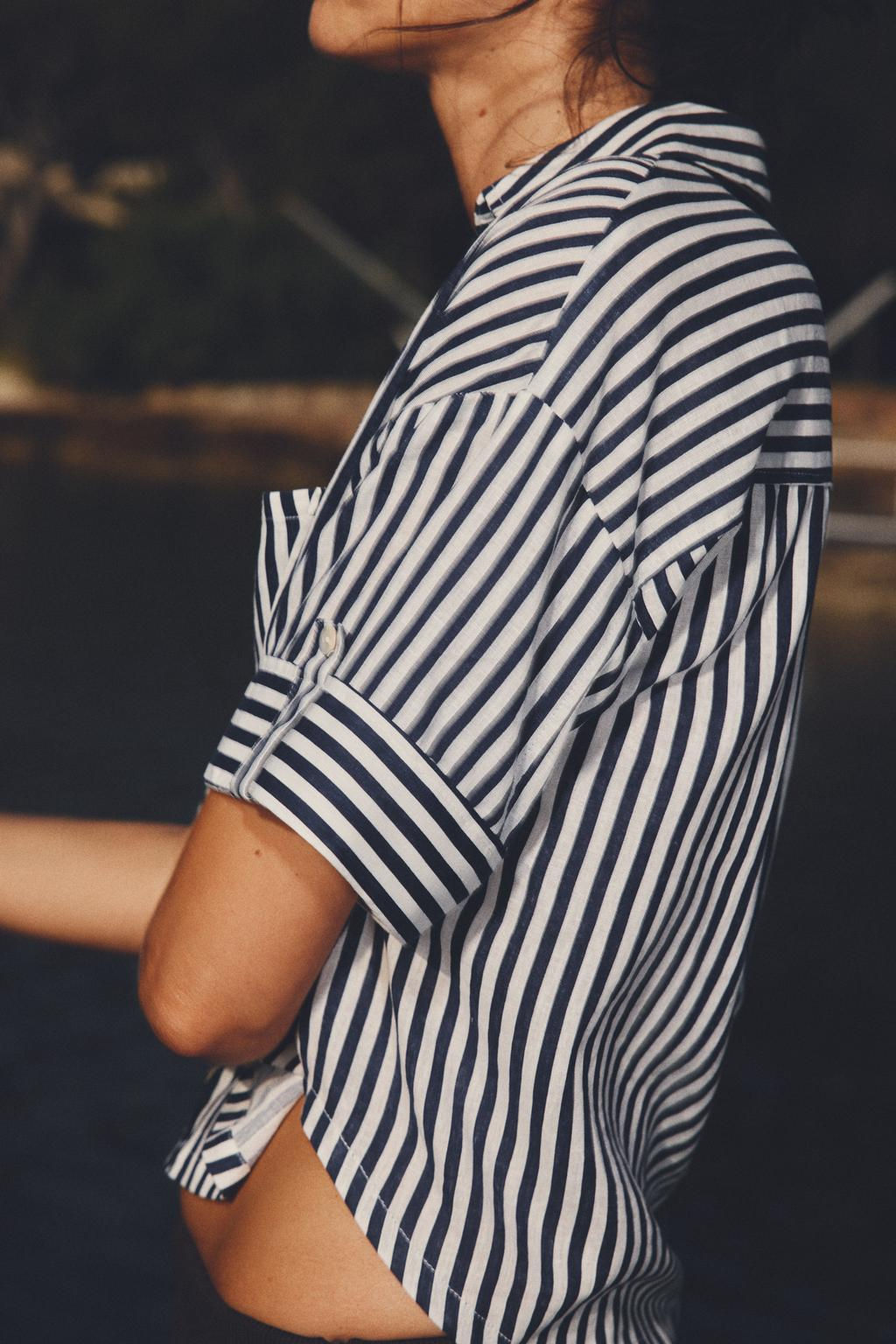 CROPPED LINEN BLEND SHIRT - Zara фото 27
