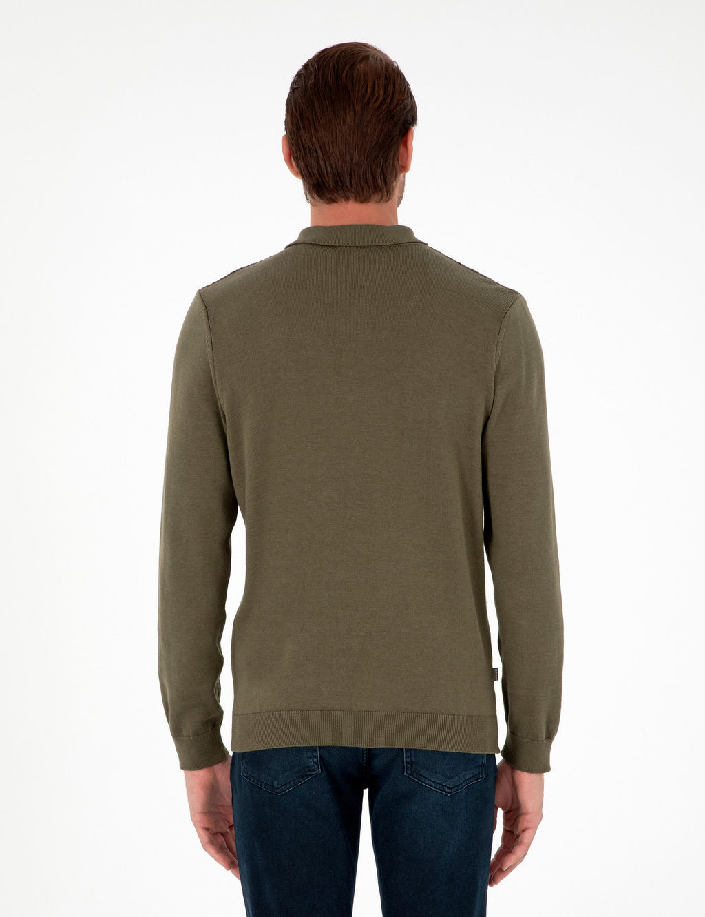 Koyu Haki Slim Fit Fermuarl_ Polo Yaka Triko Kazak - Pierre cardin фото 5