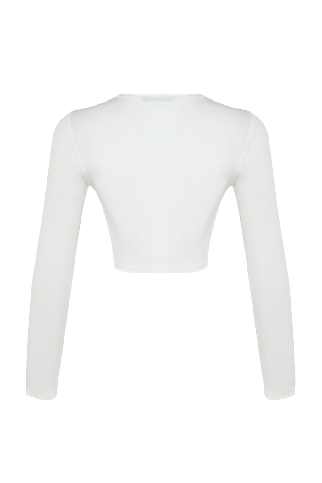 Trendyolmilla Siyah Crop Astarl? Pencere/Cut Out Detayl? Bluz TPRAW23BZ00030  фото 8