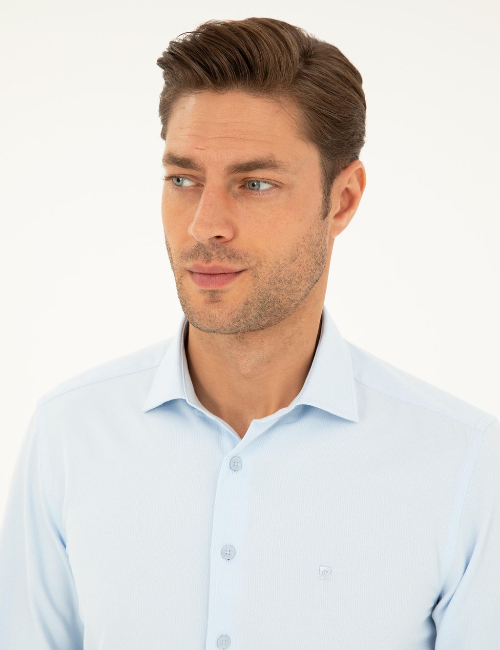 Рубашка Pierre Cardin Slim Fit светло-голубая с длинным рукавом