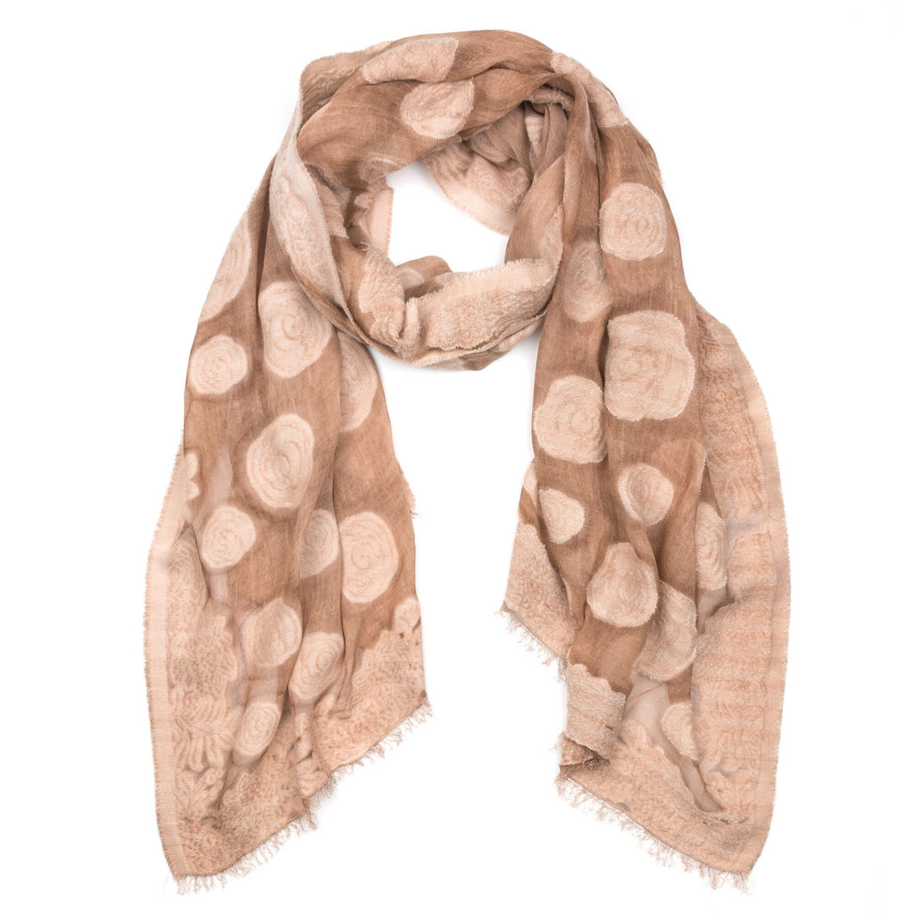 Однотонный палантин деворе Нежные розы