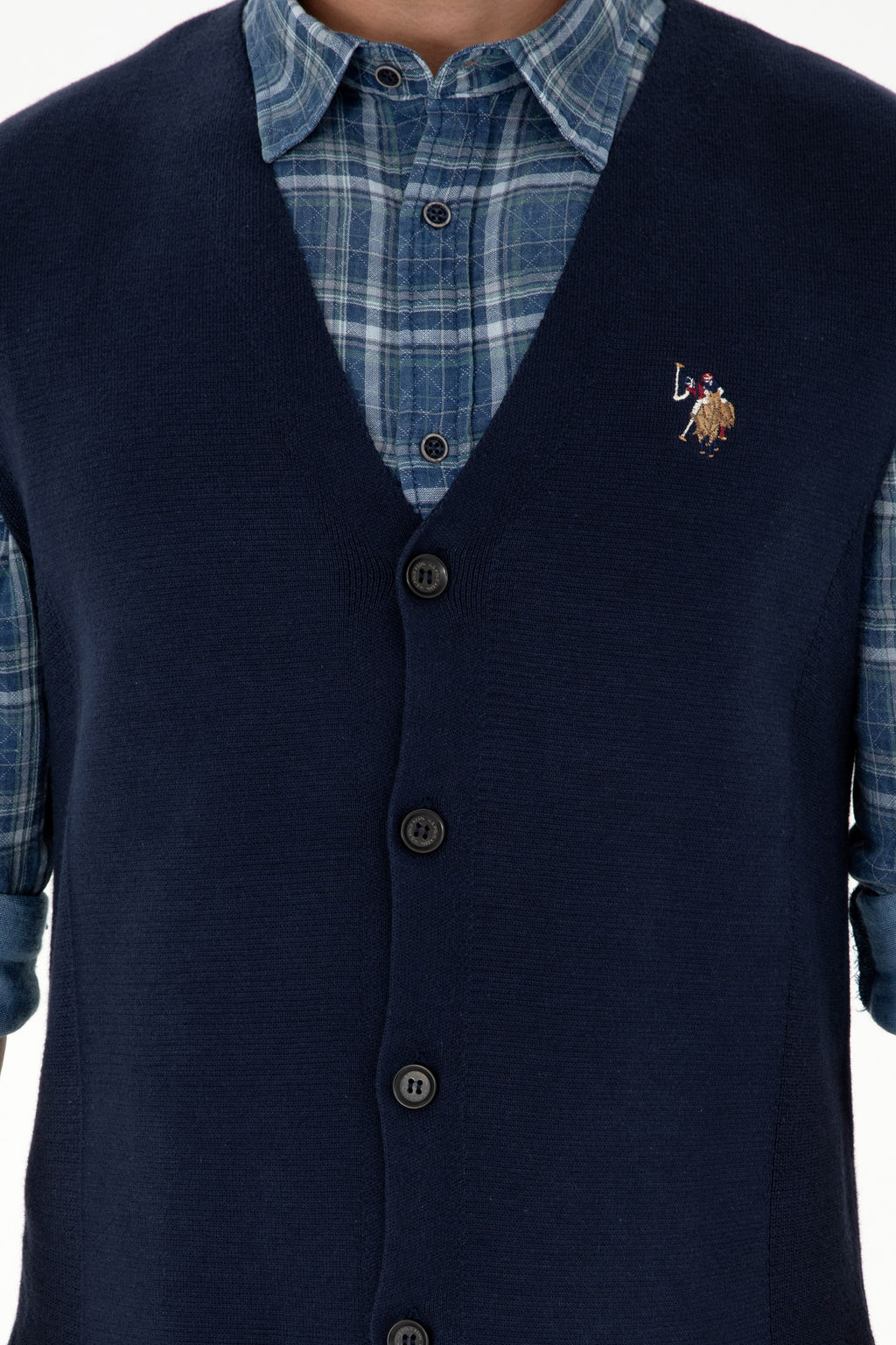Мужской темно-синий трикотажный кардиган Неожиданная скидка в корзине - U.s. polo assn фото 20