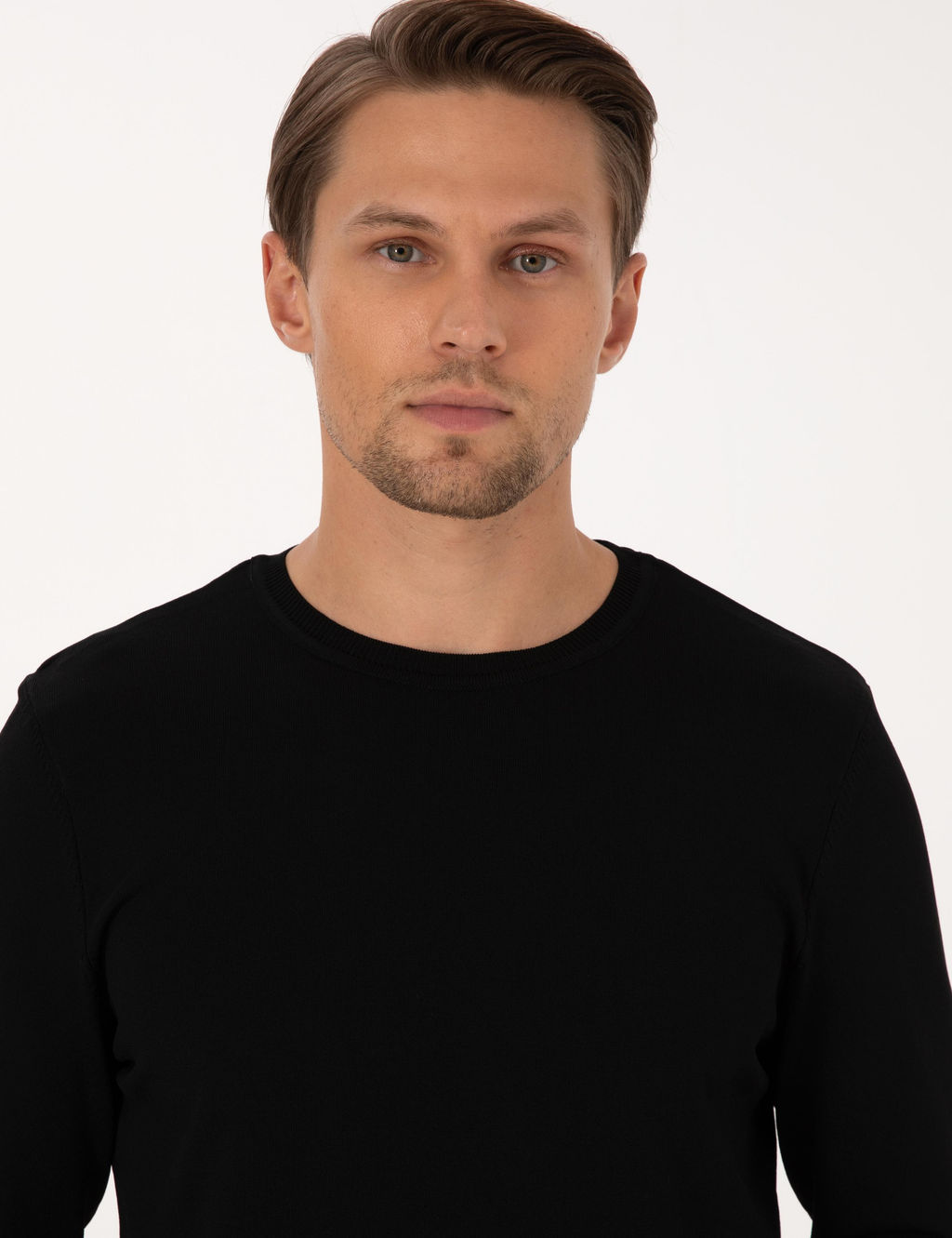 Siyah Slim Fit Bisiklet Yaka Triko Kazak - Pierre cardin фото 2