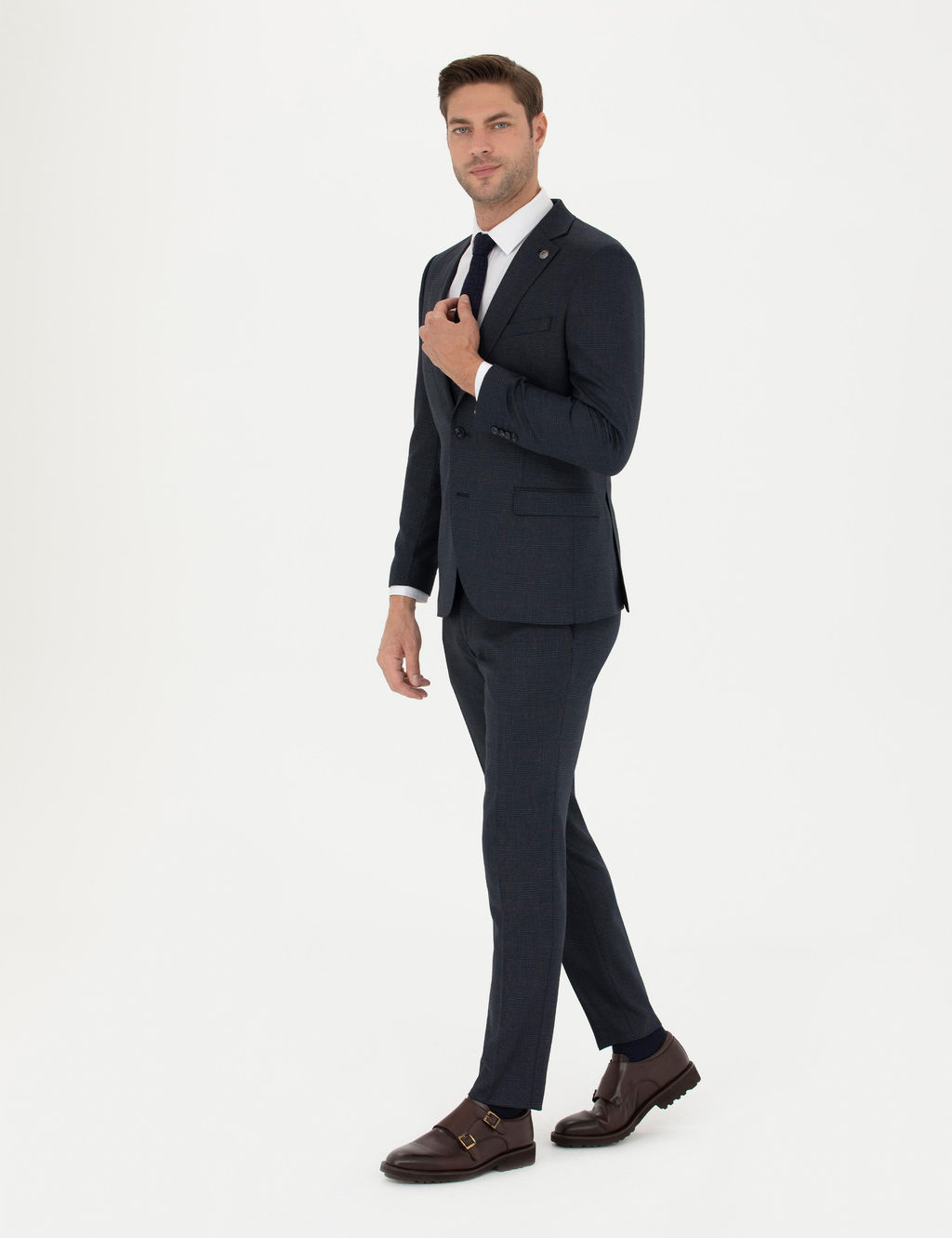 Lacivert Ex. Slim Fit Tak_m Elbise