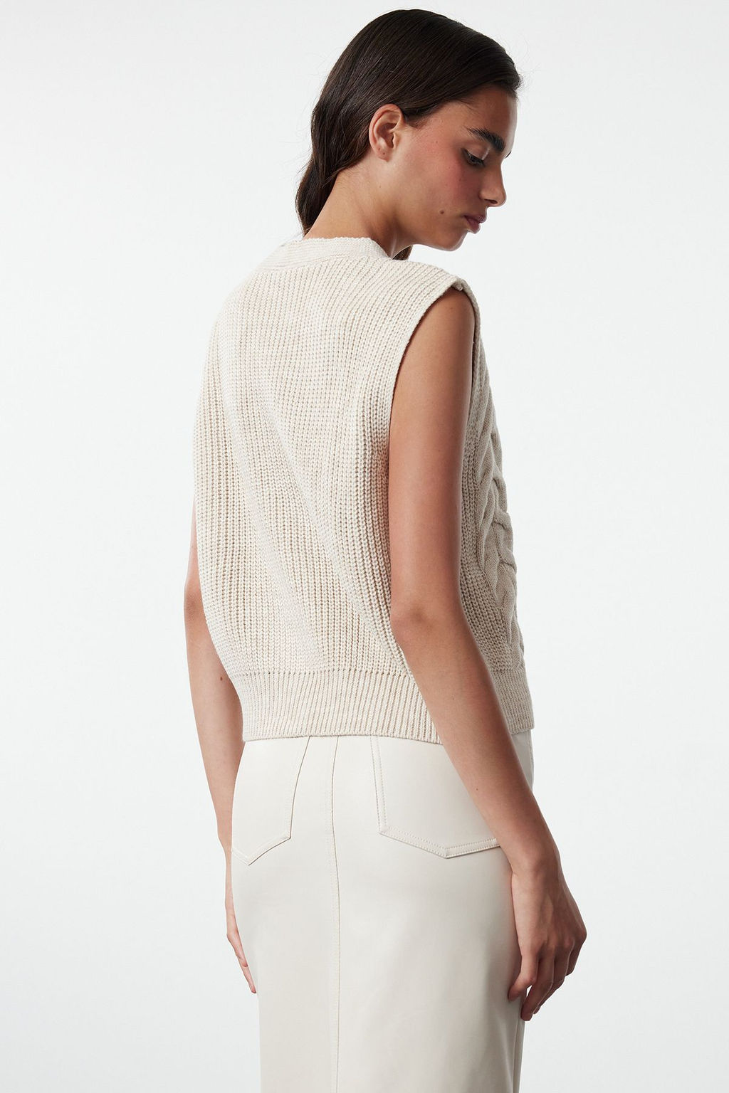 Trendyolmilla Tas Regular Sac Orgu Triko Yelek TWOAW25YE00040  фото 5