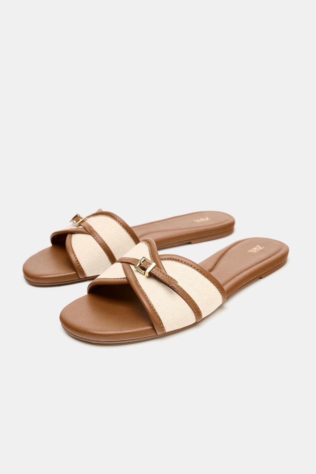 FLAT CANVAS SANDALS WITH BUCKLE - Zara фото 3