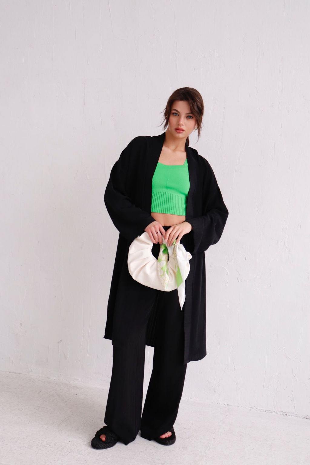 9536 Костюм из кимоно и брюк-палаццо чёрный - Martichelli фото 7