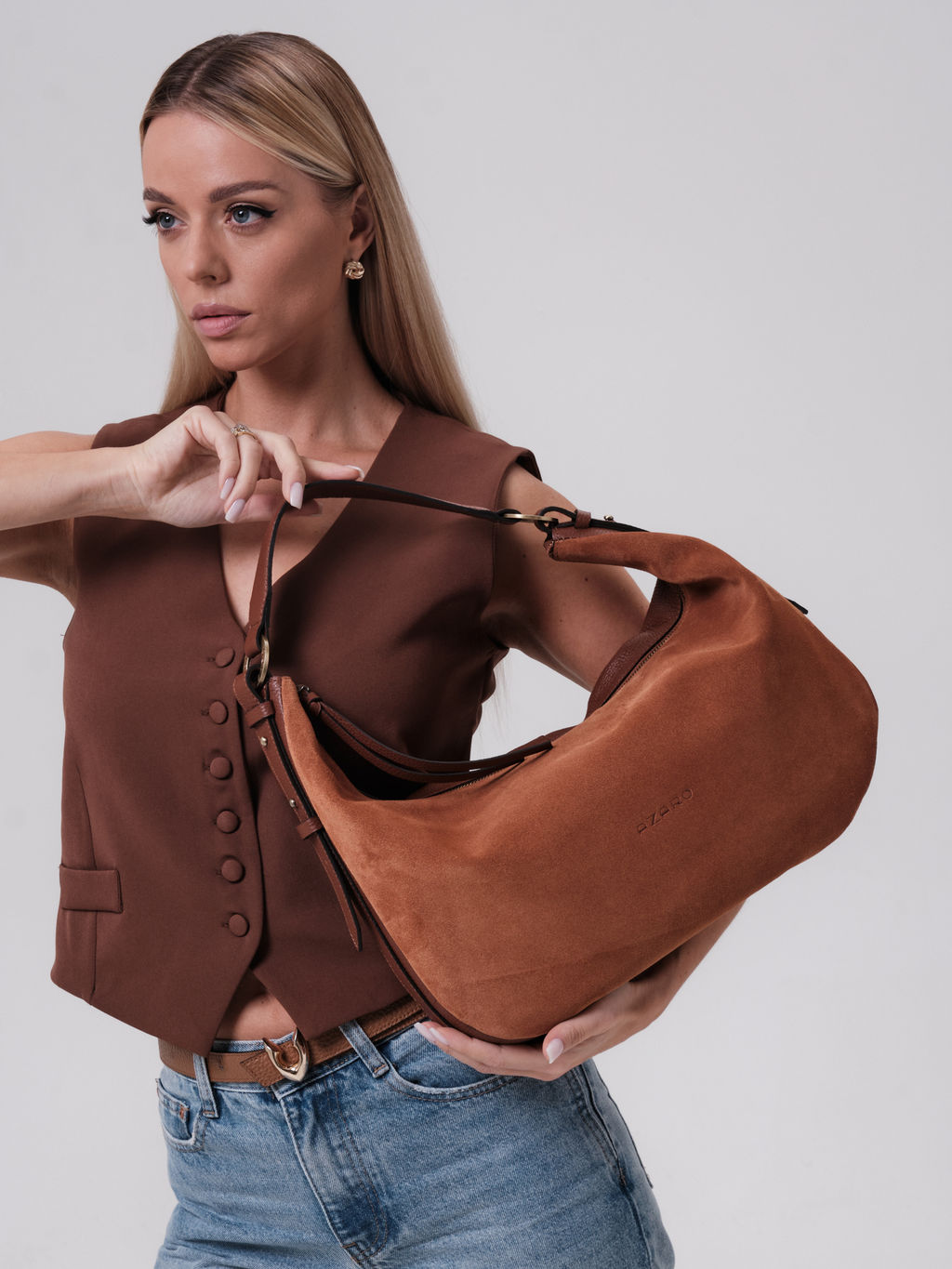 Сумка замшевая багет Azaro 30861 коппер