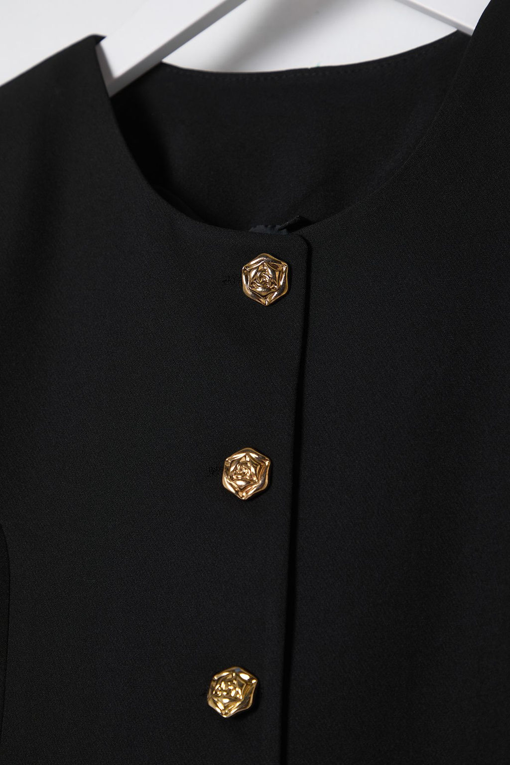 Siyah Vatkal? Bisiklet Yaka Dokuma Blazer Ceket TWOSS25BC00008