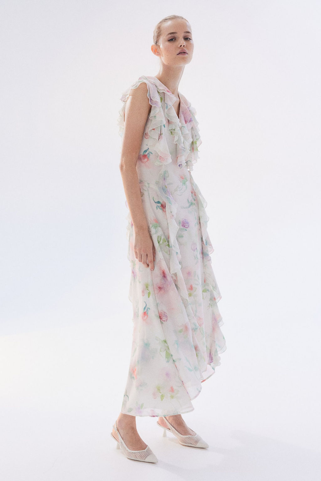 Vestido de gasa con volantes - H&m фото 3