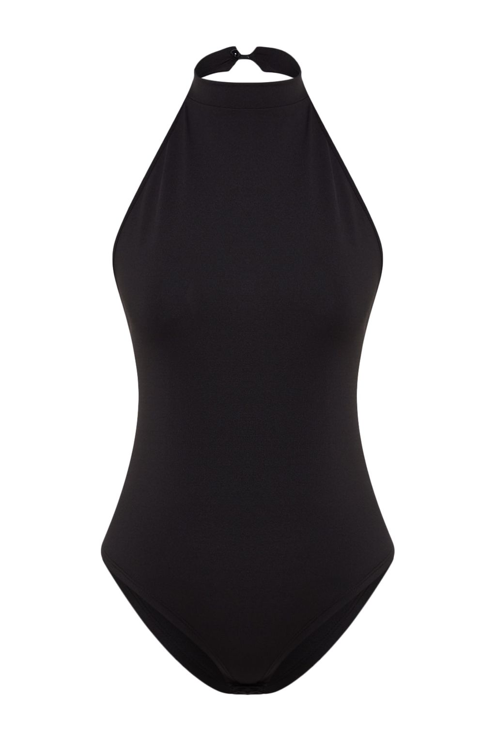 Siyah Dik Yaka S?rt Dekolteli Esnek Alttan C?tc?tl? Orme Body TWOSS23BD00037