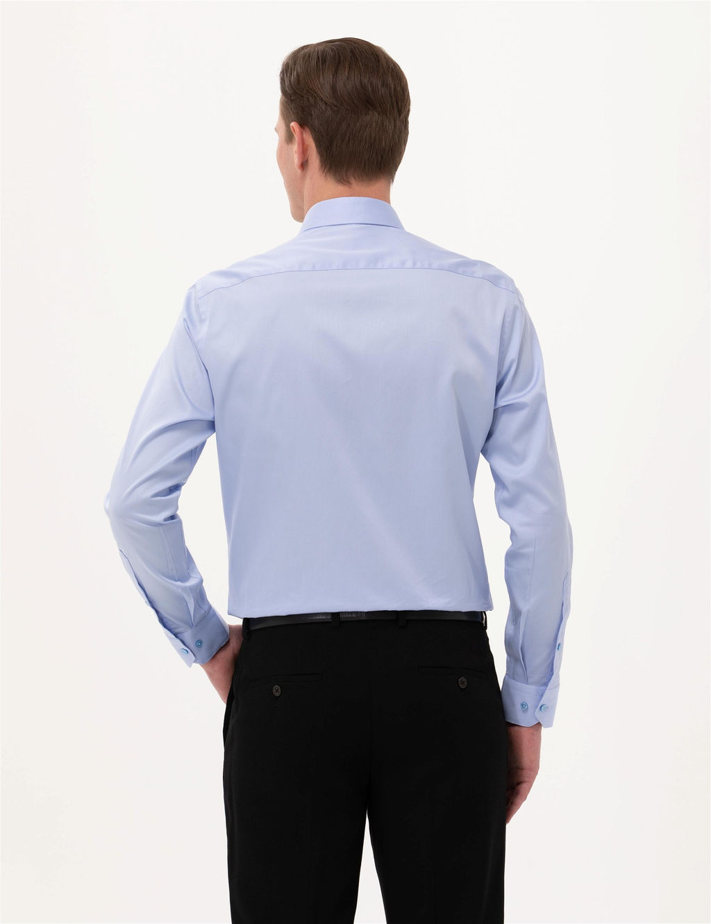 Koyu Mavi Slim Fit Uzun Kollu Klasik G_mlek