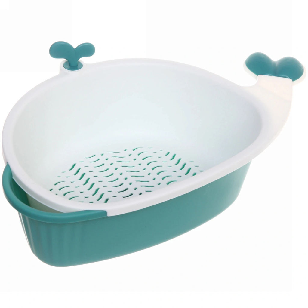 Дуршлаг пластиковый с поддоном "Кит" 33*21*8,5см, микс цветов