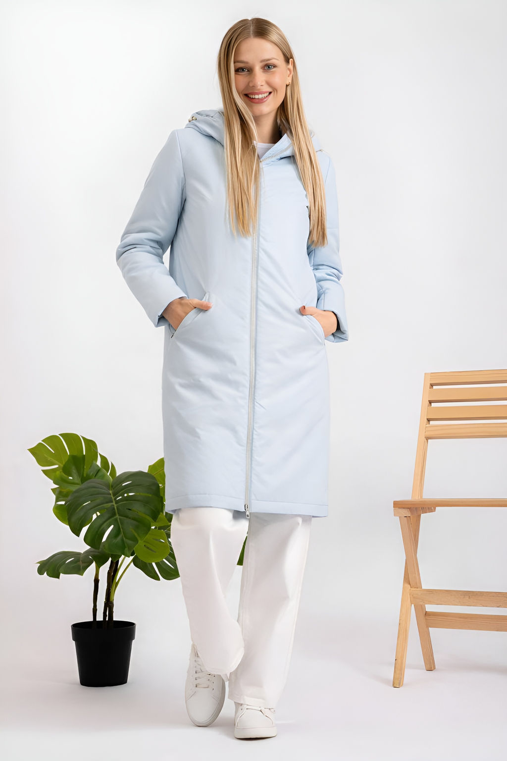 Полупальто женское демисезонное "HN-1" голубой