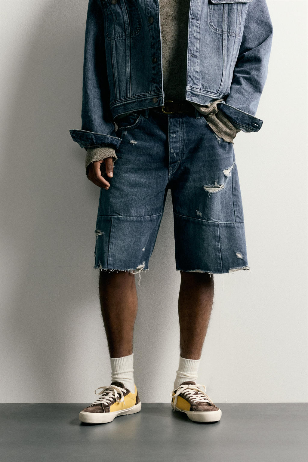 BERMUDA DENIM BAGGY FIT COSTURAS / Azul - Zara фото 2