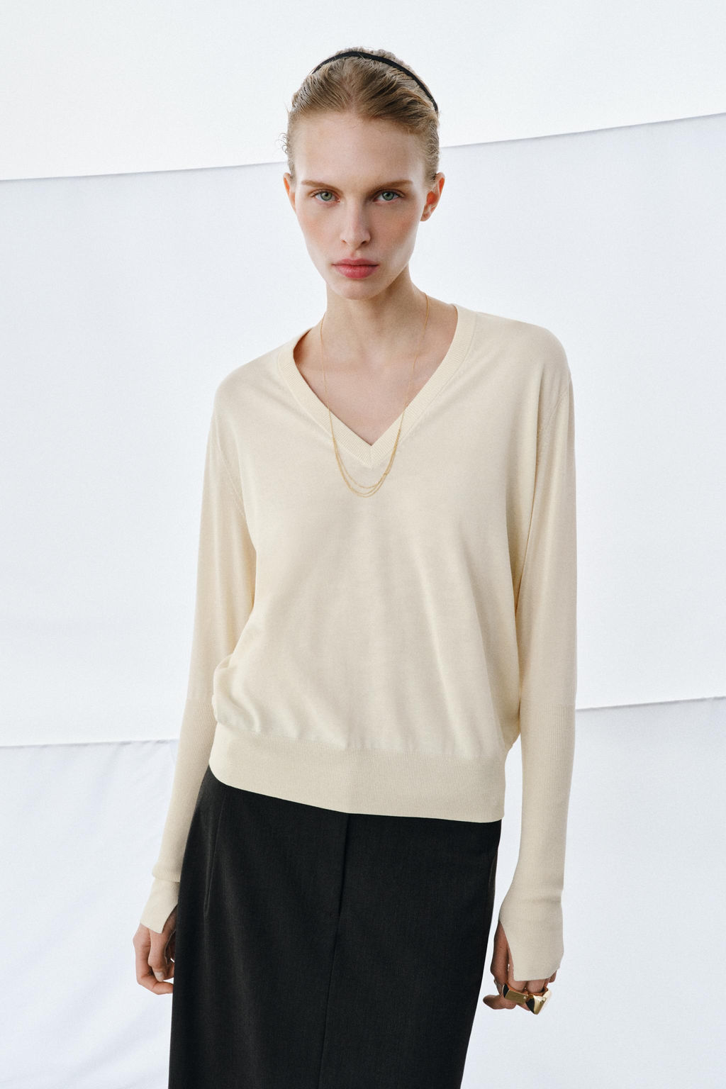 EXTRA-FINE KNIT V-NECK JUMPER - Zara фото 3