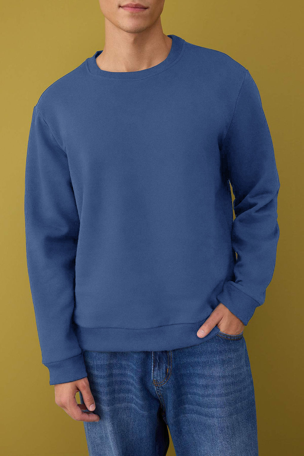 Siyah-Lacivert-Gri Melanj 3lu Paket Regular/Normal Kesim Basic Ici Polar Sweatshirt TMNAW26SW00006