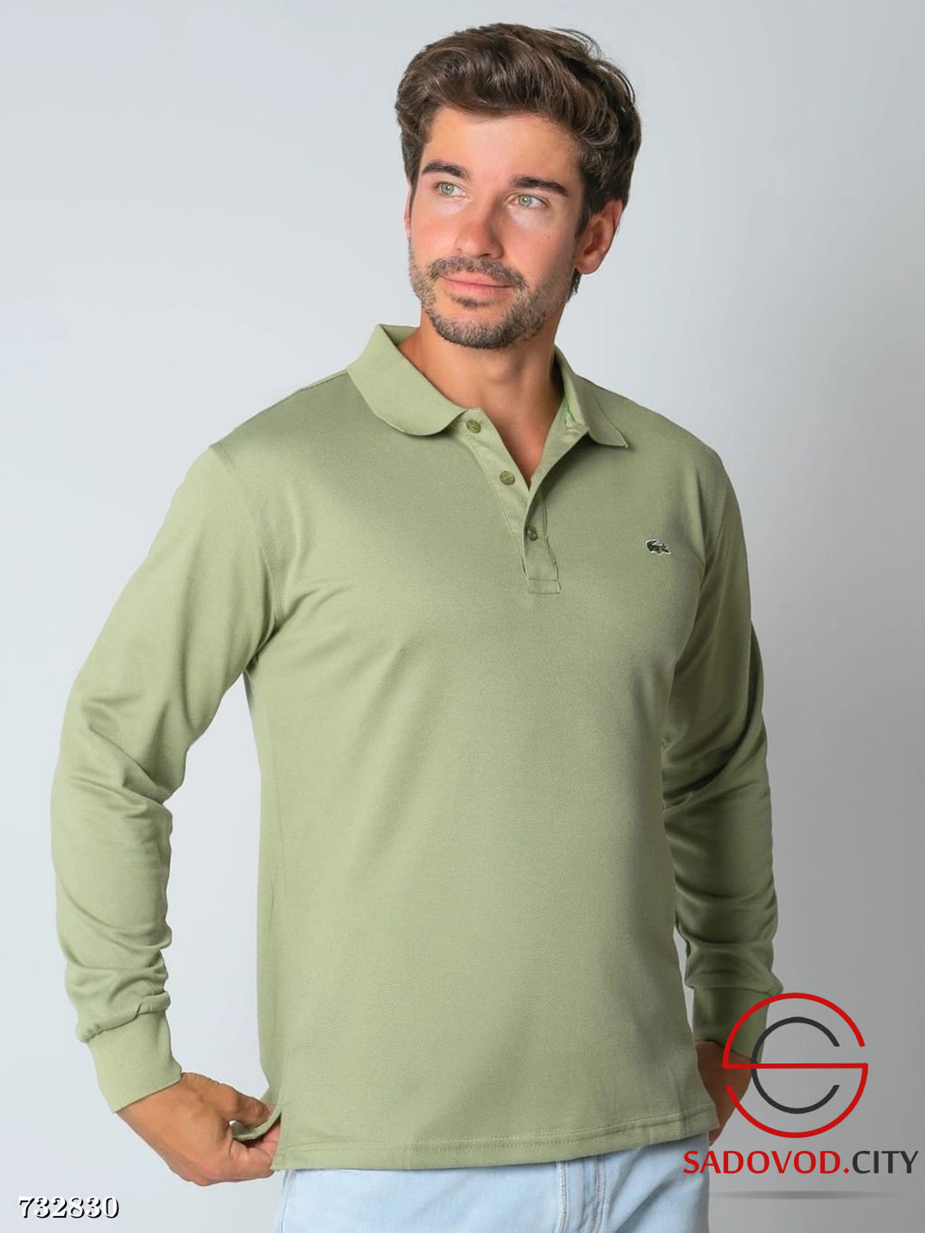 Кофта с длинным рукавом поло мужская