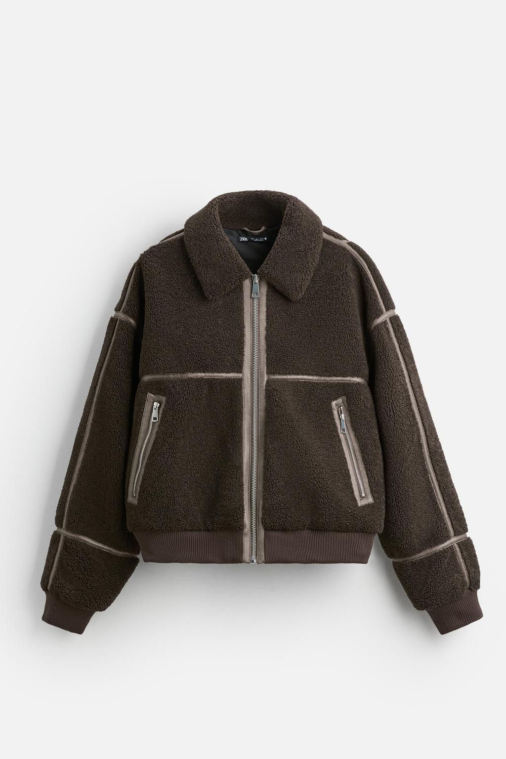 CONTRAST FAUX SHEARLING JACKET - Zara фото 22