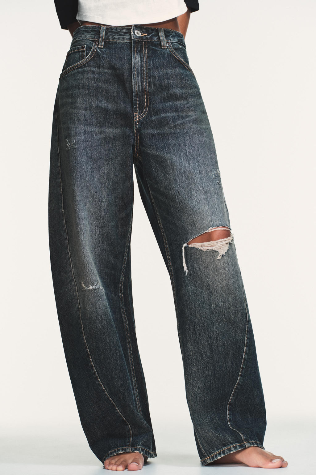 TRF MID-WAIST BAGGY BALLOON JEANS - Zara фото 3
