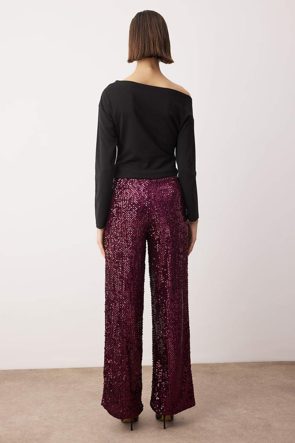 Siyah Wide Leg/Genis Paca Orme Payet S?k/Gece Pantolon TPRAW26PL00005 - Trendyolmilla фото 8