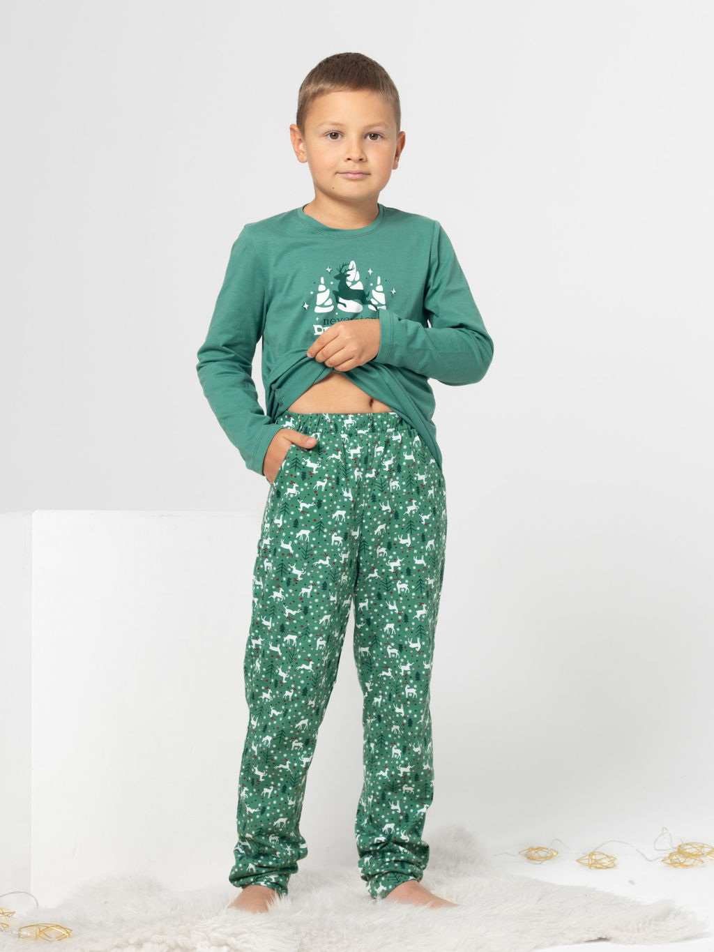 Пижама детская кулирка с брюками "БЭМБИ" ЗЕЛЕНЬ