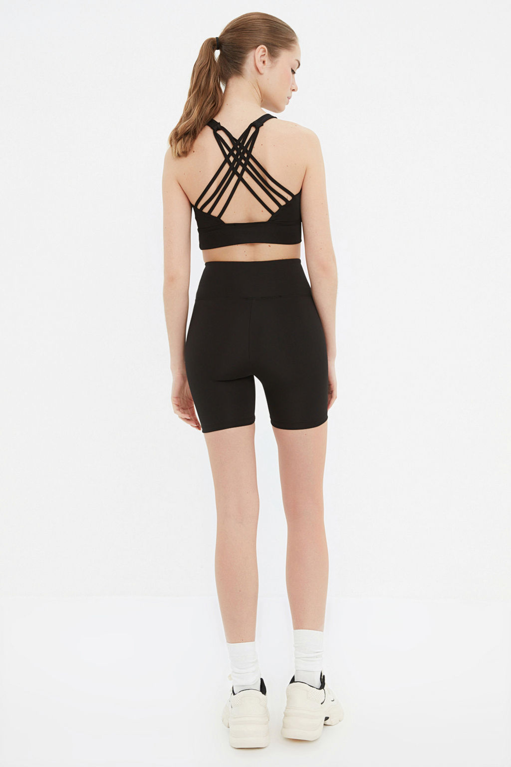 TRENDYOLMILLA Siyah Toparlay?c? Kruvaze Bel Detayl? Orme Spor Sort/K?sa Tayt TWOSS21SR0714  фото 5