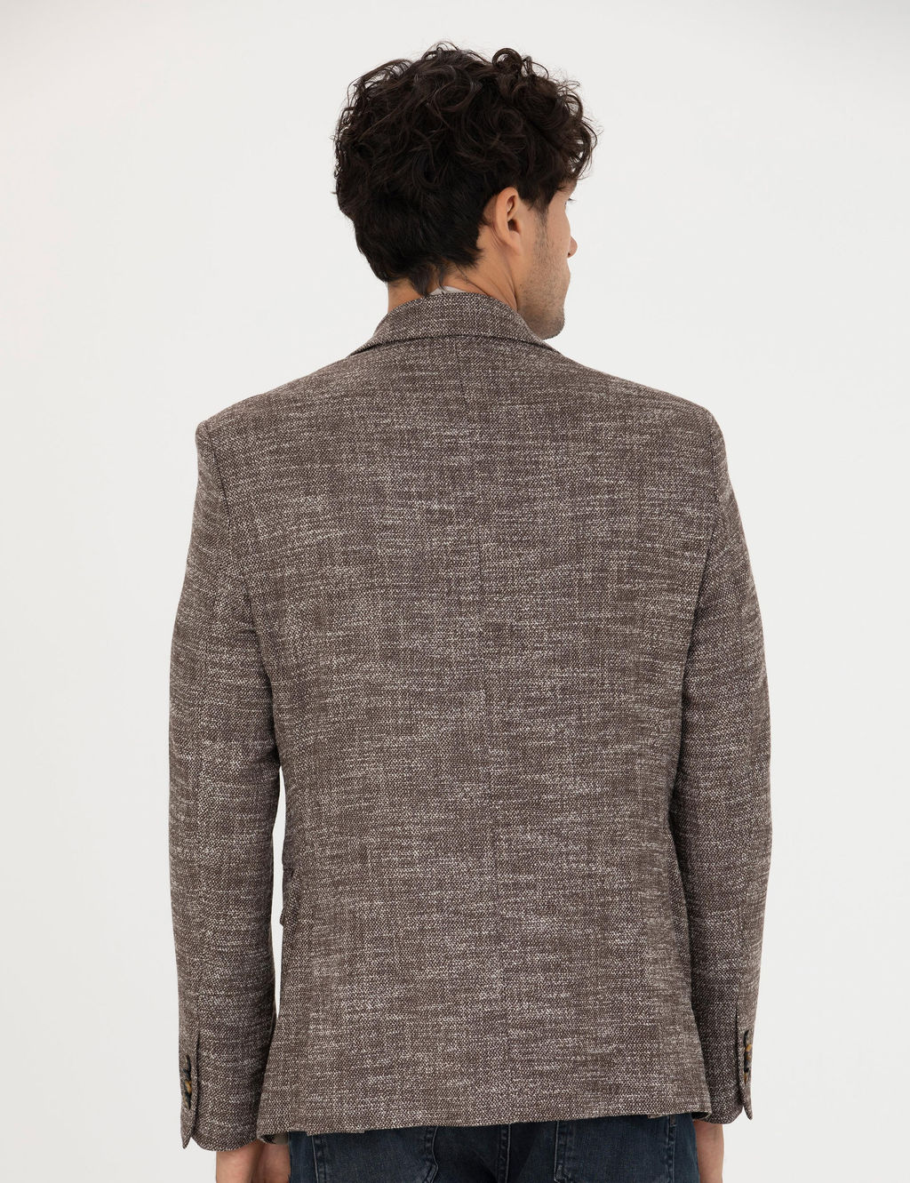 Kahverengi Slim Fit Y_n Kar___ml_ Ceket