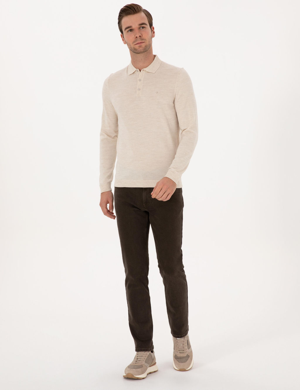 Bej Slim Fit Basic Kazak - Cacharel фото 4