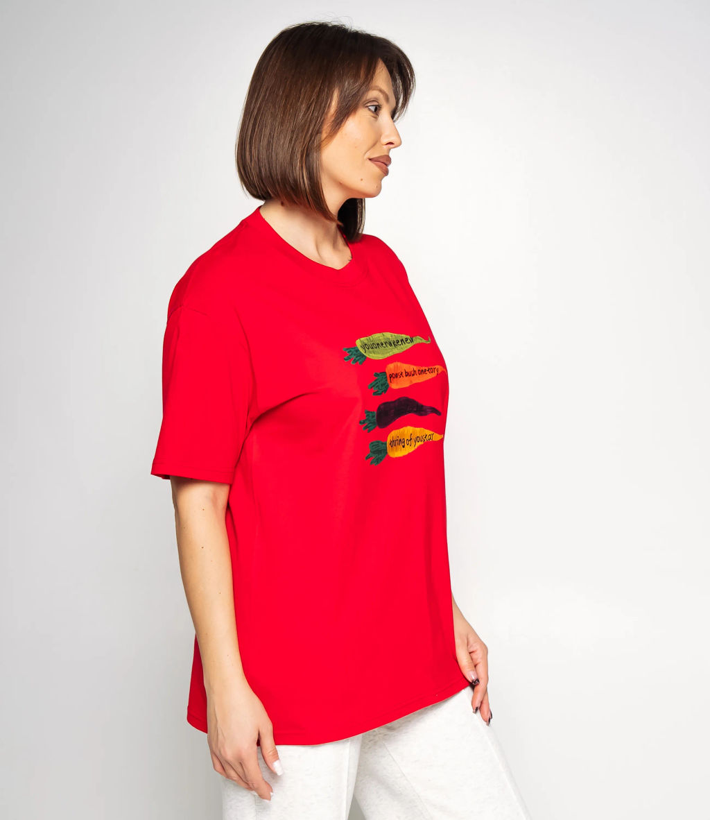 Футболка #КТ2550, красный - Dommod фото 2