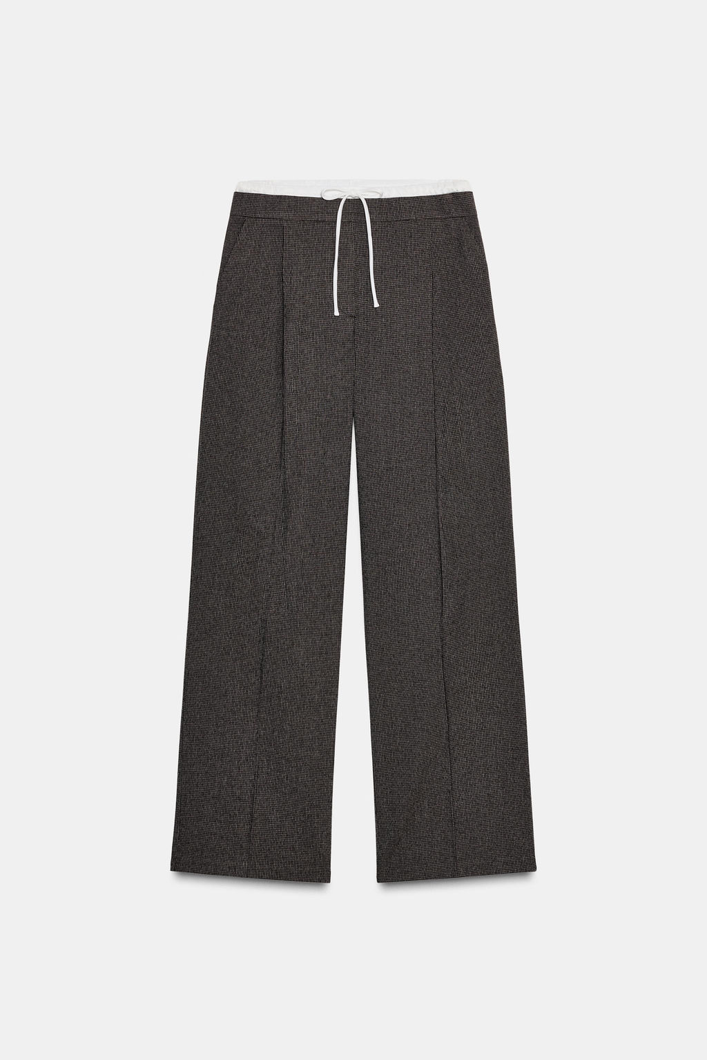 HOUNDSTOOTH WIDE-LEG TROUSERS WITH DOUBLE WAISTBAND - Zara фото 9