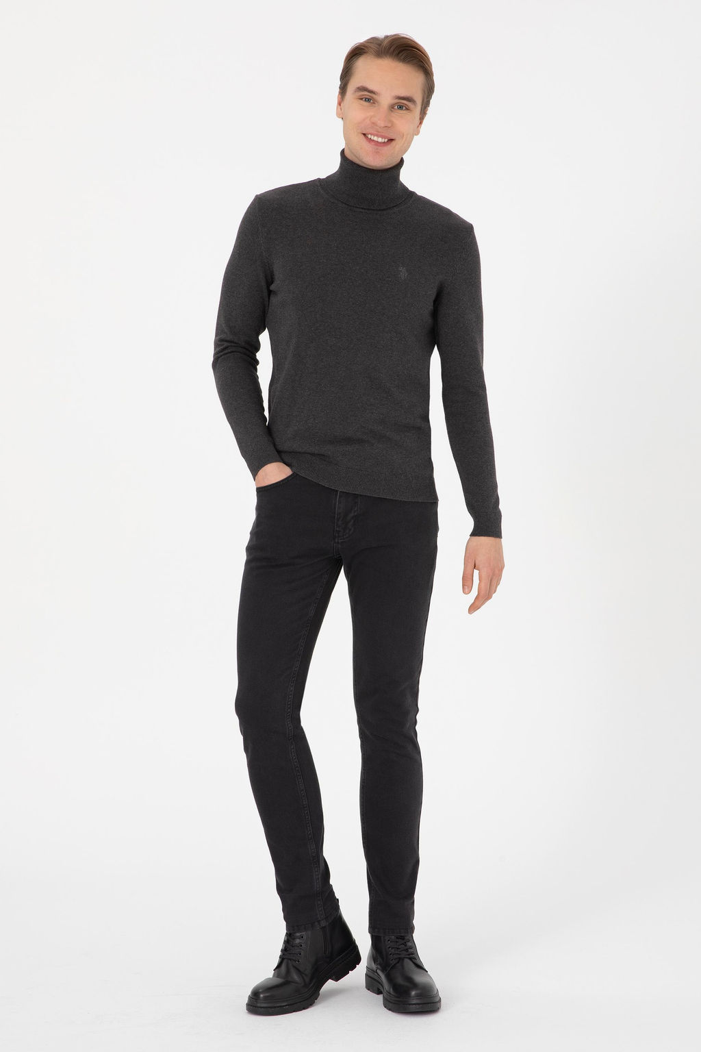 Erkek Antrasit Melanj Basic Kazak - U.s. polo assn фото 4
