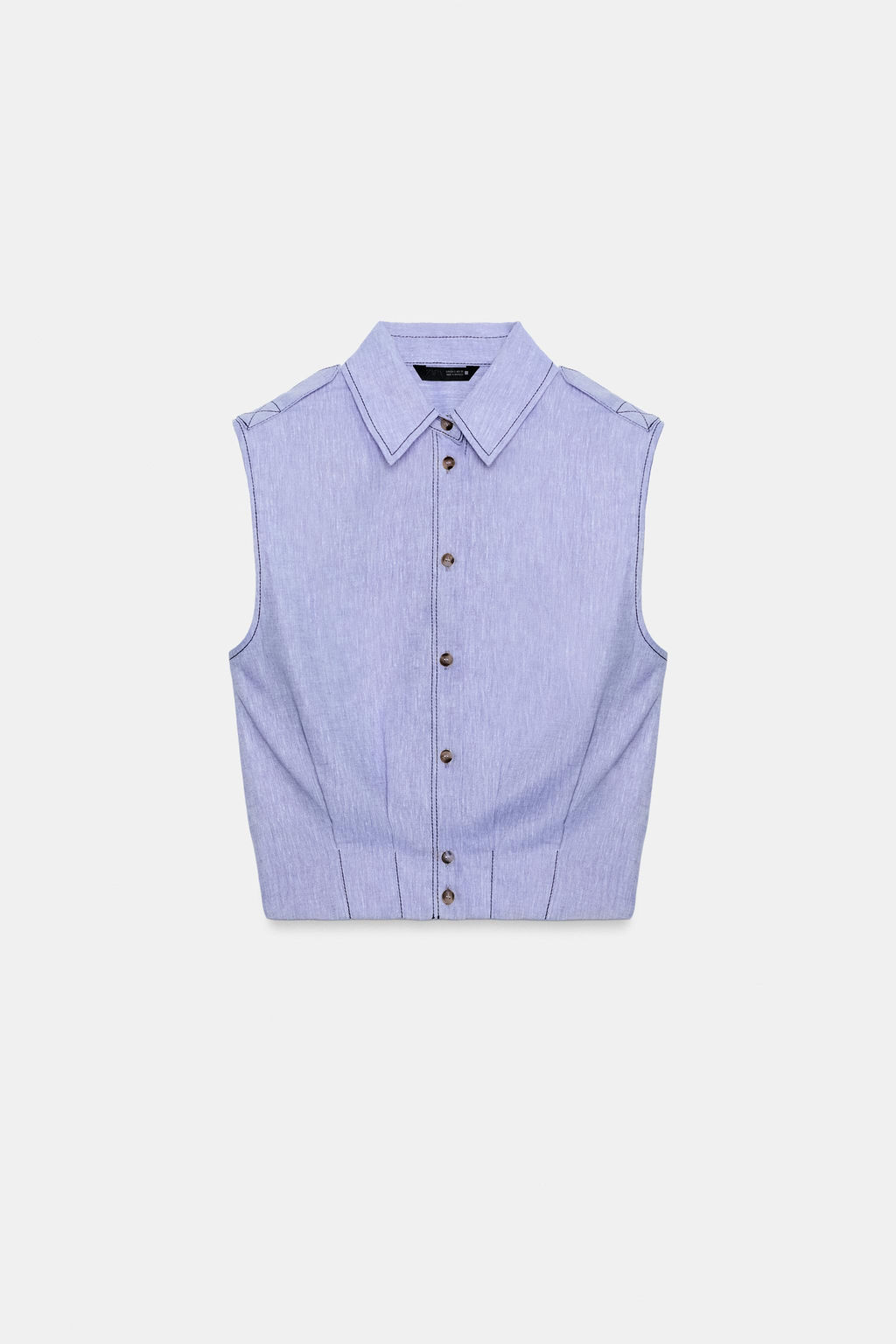 TOP PESPUNTES CON LINO / Azul claro