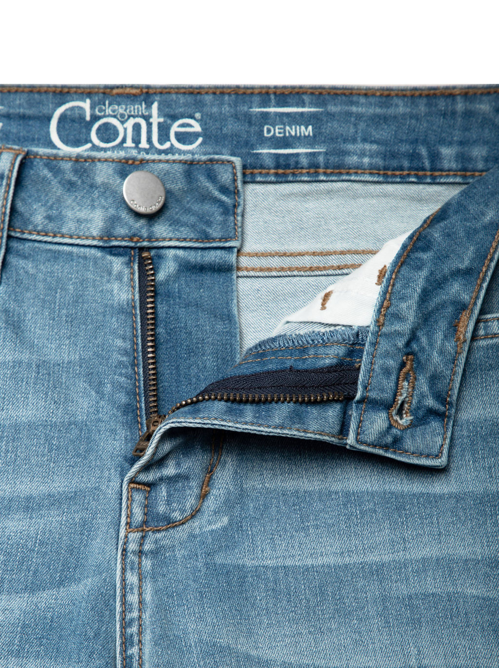 CONTE Ультрамодные eco-friendly джинсы с эффектом потертости CON-145 mid blue - Conte elegant фото 7