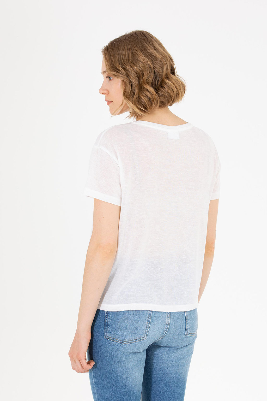 U. S. Polo Assn Женская футболка цвета экрю с круглым вырезом - U.s. polo assn фото 5